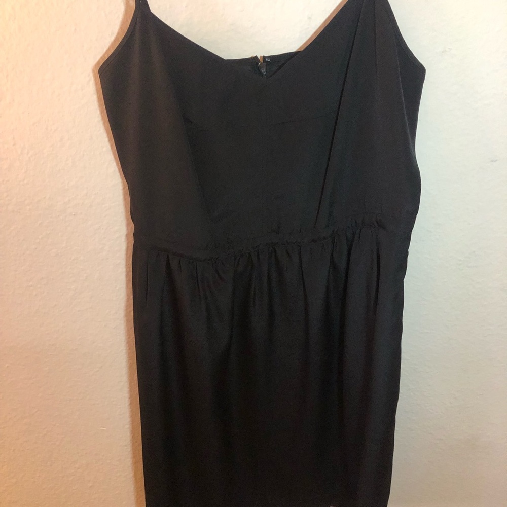 J Crew black silk mini dress with pockets